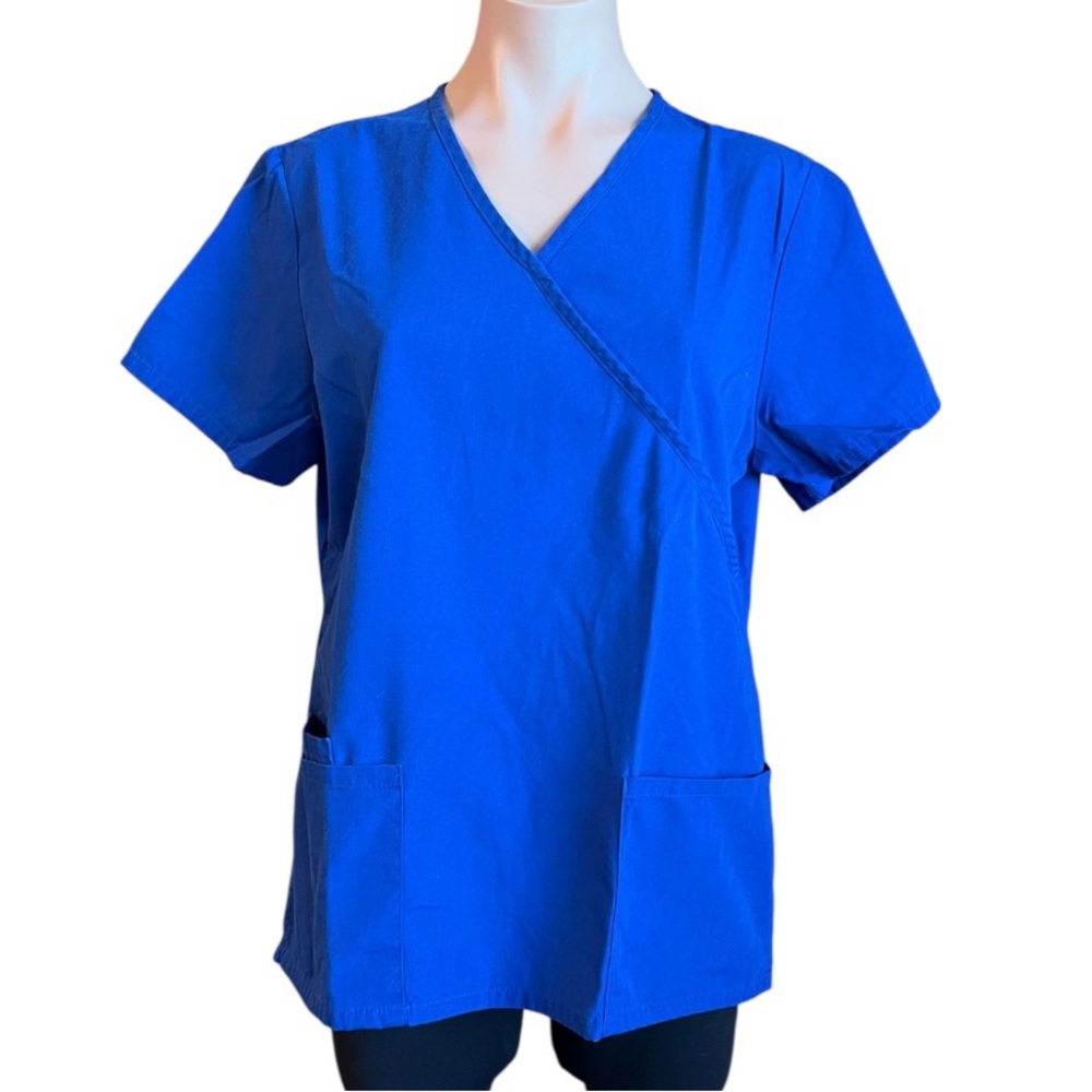 SB Scrubs Vivid Electric Blue Short Sleeve Scrubs Top GUC